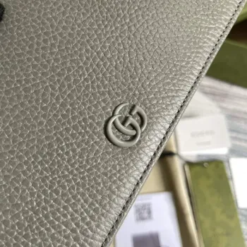 Gucci 497985 GG Marmont Kožená Mini Řetízková Taška Tmavě šedá