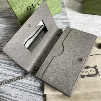 Gucci 497985 GG Marmont Kožená Mini Řetízková Taška Tmavě šedá