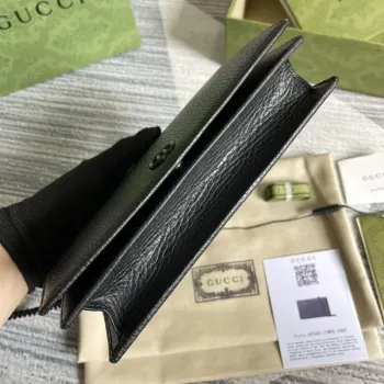 Gucci 497985 GG Marmont Kožená Mini Řetízková Taška Černá