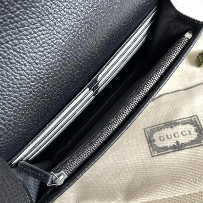 Gucci 497985 GG Marmont Kožená Mini Řetízková Taška Černá