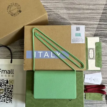 Gucci 497985 GG Marmont Kožená Mini Řetízková Taška Zelená