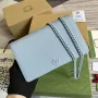 Gucci 497985 GG Marmont Kožená Mini Řetízková Taška Světle modrá