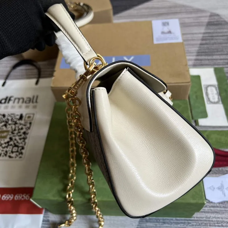 Gucci 703848 Gucci Horsebit 1955 Mini Taška Béžová Bílá