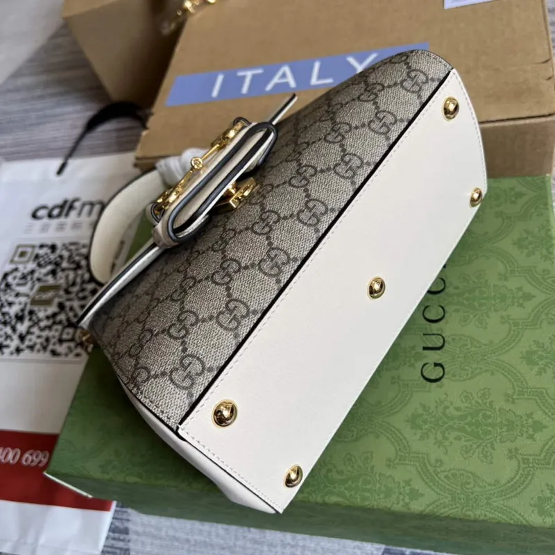 Gucci 703848 Gucci Horsebit 1955 Mini Taška Béžová Bílá