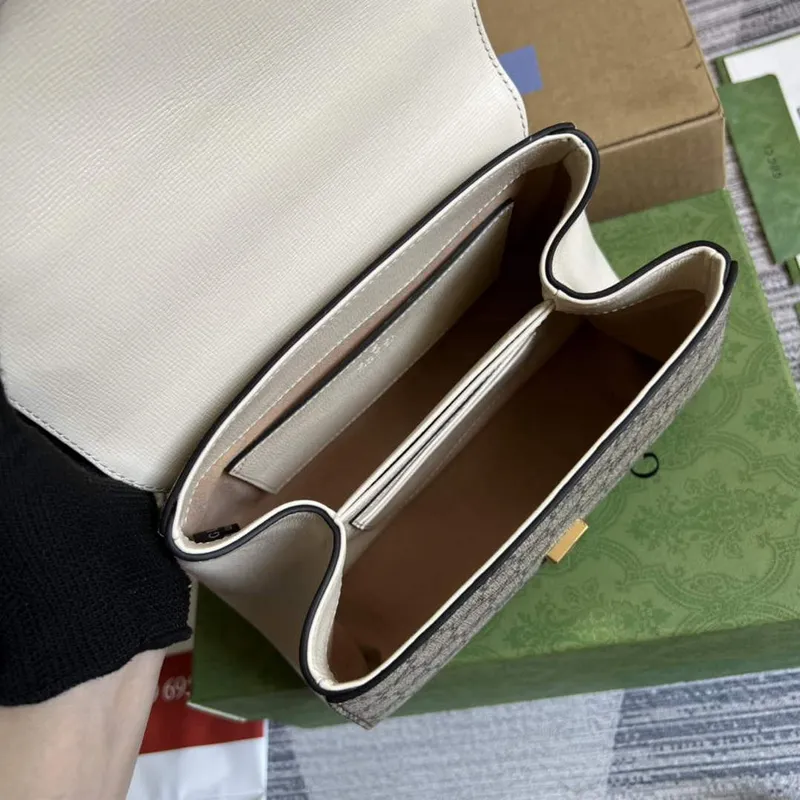 Gucci 703848 Gucci Horsebit 1955 Mini Taška Béžová Bílá