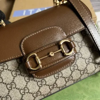 Gucci 703848 Gucci Horsebit 1955 Mini Taška Béžová hnědá