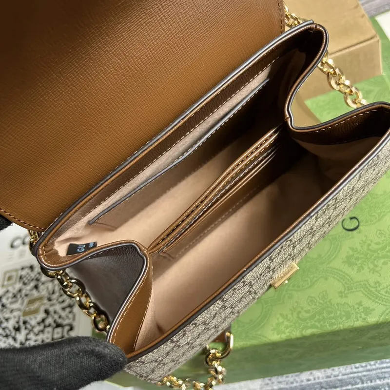 Gucci 703848 Gucci Horsebit 1955 Mini Taška Béžová hnědá