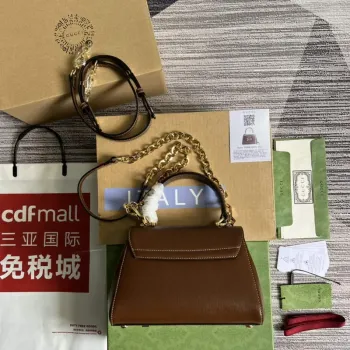 Gucci 703848 Gucci Horsebit 1955 Mini Taška Hnědá