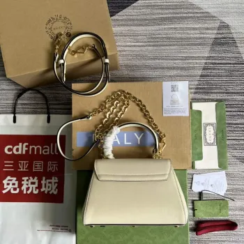 Gucci 703848 Gucci Horsebit 1955 Mini Taška Bílá