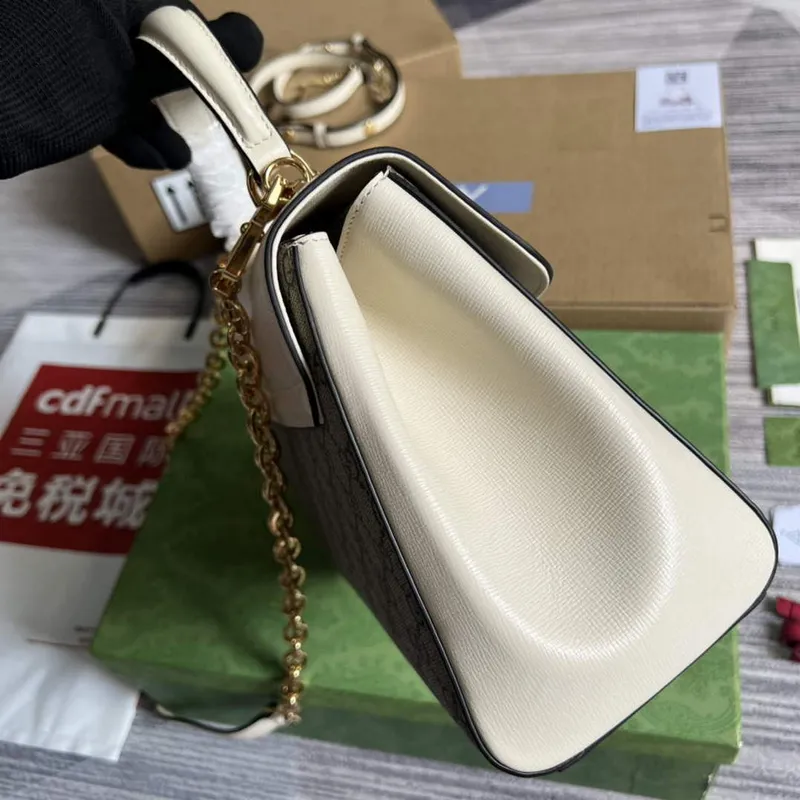 Gucci 702049 Horsebit 1955 Střední taška Béžová Bílá