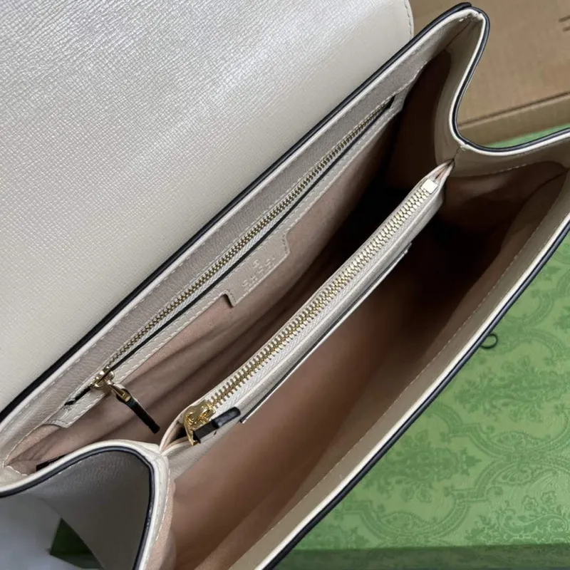 Gucci 702049 Horsebit 1955 Střední taška Béžová Bílá