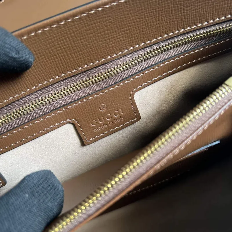 Gucci 702049 Horsebit 1955 Střední taška Béžová Hnědá