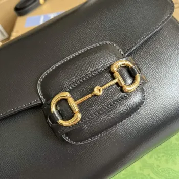 Gucci 702049 Horsebit 1955 Střední taška Černá