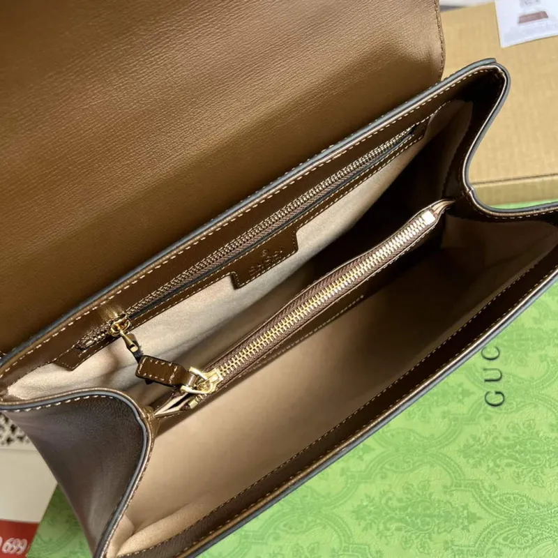 Gucci 702049 Horsebit 1955 Střední taška Hnědá