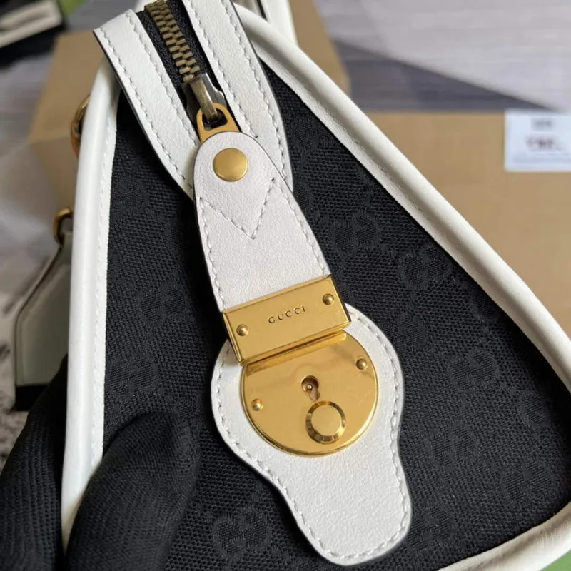 Gucci 715772 Malá plátěná taška s horním uchopem Černá