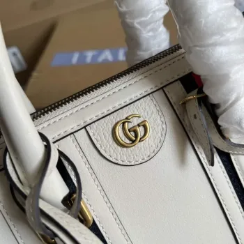 Gucci 715772 Malá kabelka s horním držadlem a dvojitým G Bílá