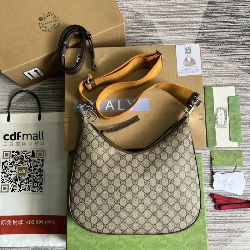 Gucci 702823 Gucci Attache velká kabelka přes rameno Béžová a ebenová