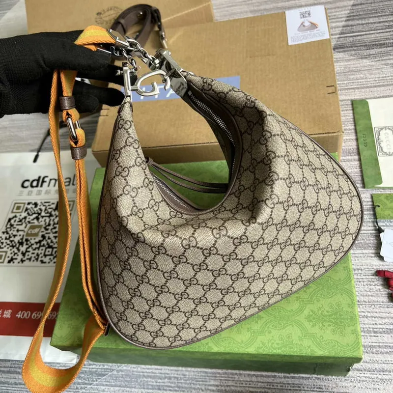 Gucci 702823 Gucci Attache velká kabelka přes rameno Béžová a ebenová