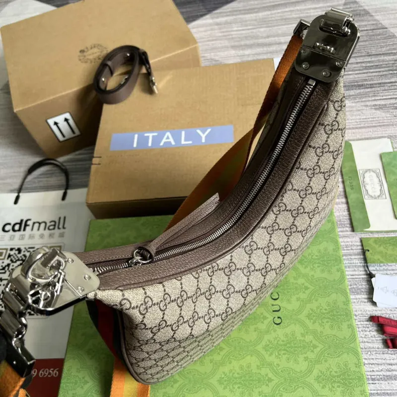 Gucci 702823 Gucci Attache velká kabelka přes rameno Béžová a ebenová