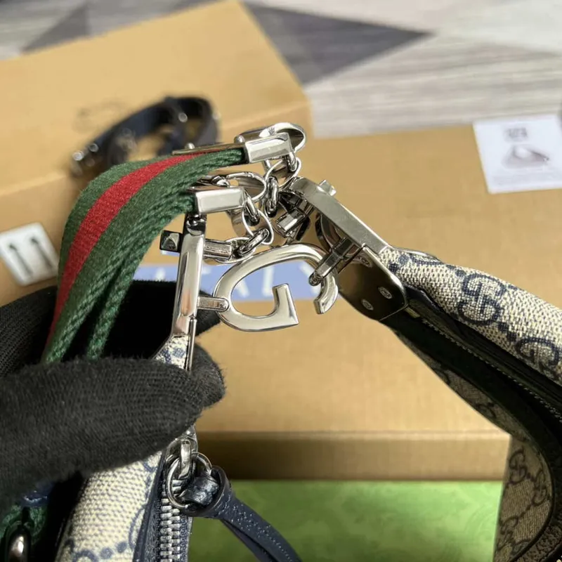 Gucci 702823 Gucci Attache velká kabelka přes rameno béžová a modrá