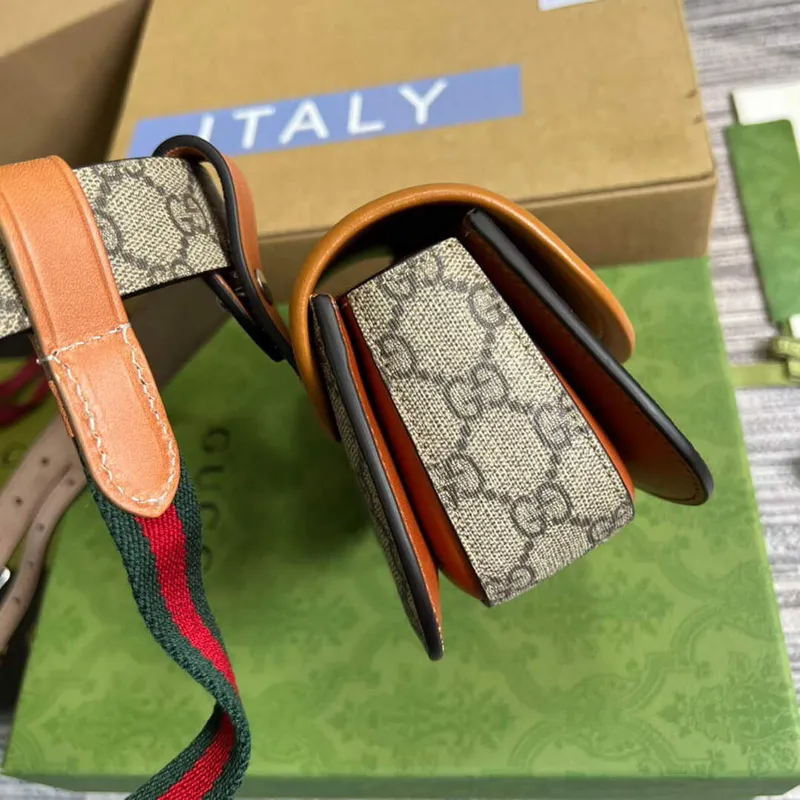 Gucci 681137 Gucci Bamboo 1947 mini opasková taška Hnědá