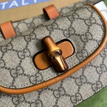 Gucci 681137 Gucci Bamboo 1947 mini opasková taška Hnědá