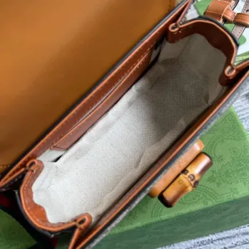 Gucci 681137 Gucci Bamboo 1947 mini opasková taška Hnědá