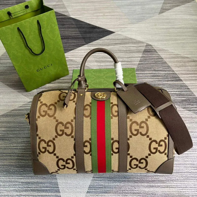 Gucci 681295 Jumbo GG střední cestovní taška Hnědá