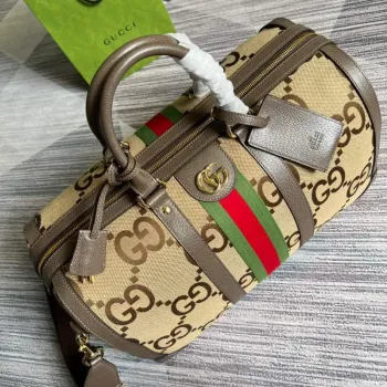 Gucci 681295 Jumbo GG střední cestovní taška Hnědá