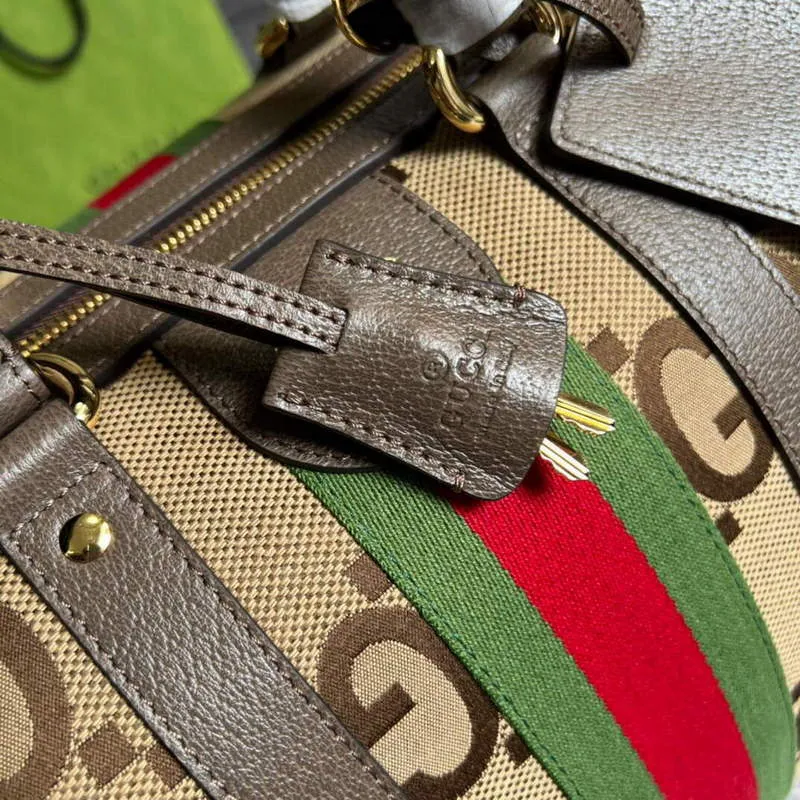 Gucci 681295 Jumbo GG střední cestovní taška Hnědá