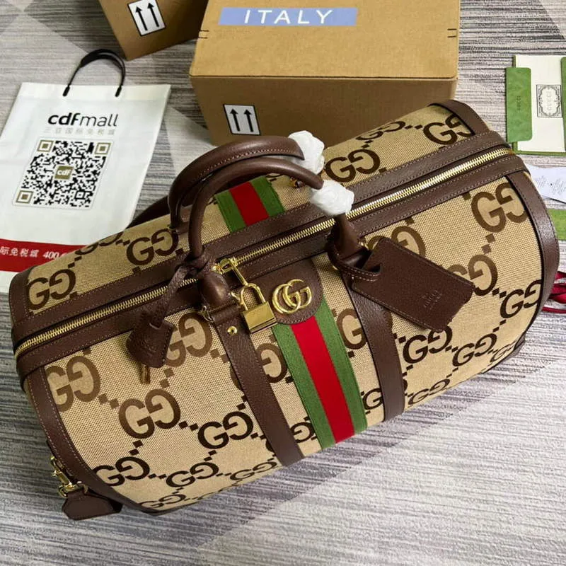 Gucci 696039 Jumbo GG Velká cestovní taška Hnědá