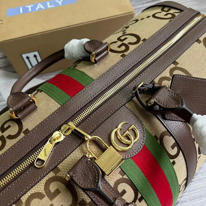 Gucci 696039 Jumbo GG Velká cestovní taška Hnědá
