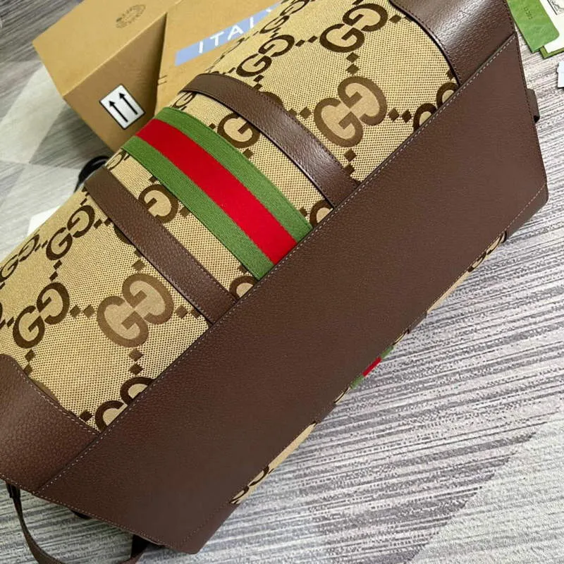 Gucci 696039 Jumbo GG Velká cestovní taška Hnědá