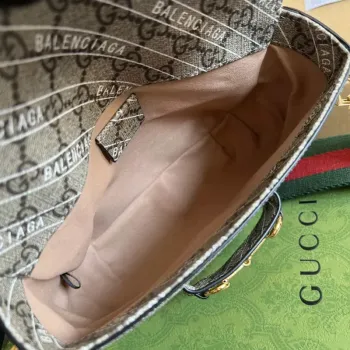 Gucci 658574 Gucci Horsebit 1955 Mini Taška Šedá s PVC Tiskovým Logem