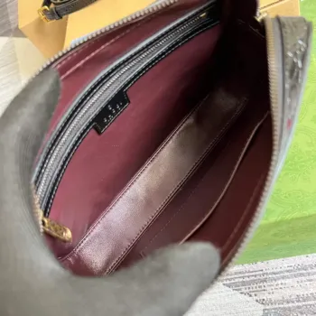 Gucci 710861 Krokodýlí kabelka přes rameno s Double G Černá