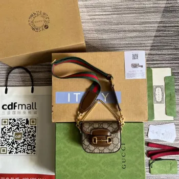 Gucci 699760 Gucci Horsebit 1955 pásek peněženka béžová a ebenová