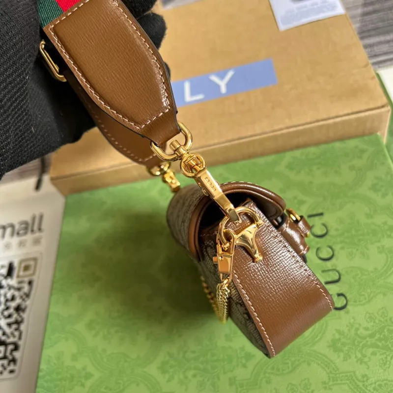 Gucci 699760 Gucci Horsebit 1955 pásek peněženka béžová a ebenová