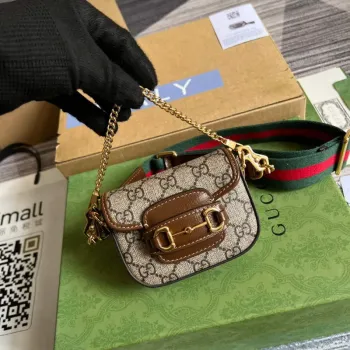 Gucci 699760 Gucci Horsebit 1955 pásek peněženka béžová a ebenová