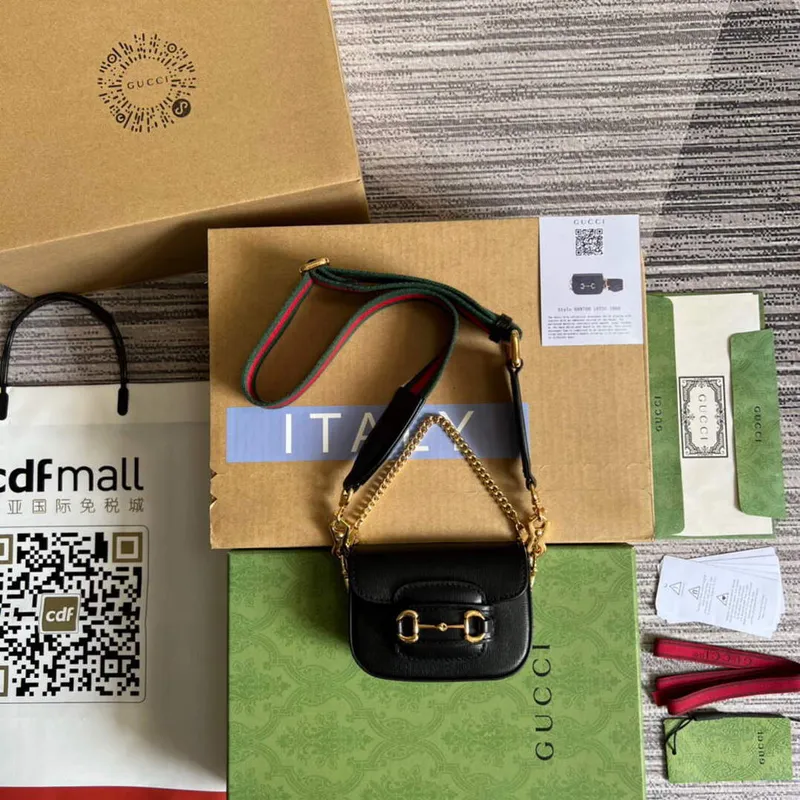 Gucci 699760 Gucci Horsebit 1955 peněženka s páskem Černá