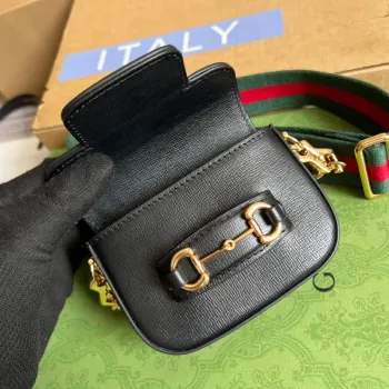 Gucci 699760 Gucci Horsebit 1955 peněženka s páskem Černá