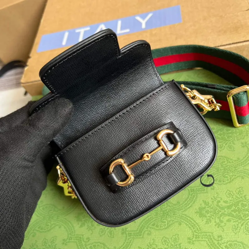 Gucci 699760 Gucci Horsebit 1955 peněženka s páskem Černá