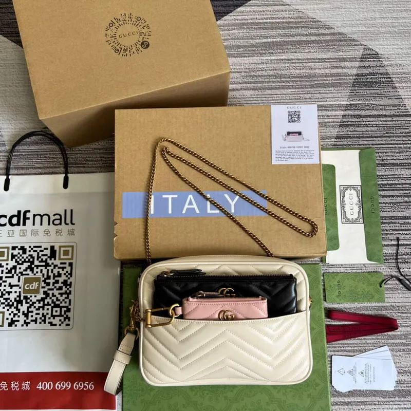 Gucci 699758 Double G víceúčelová mini taška Bílá