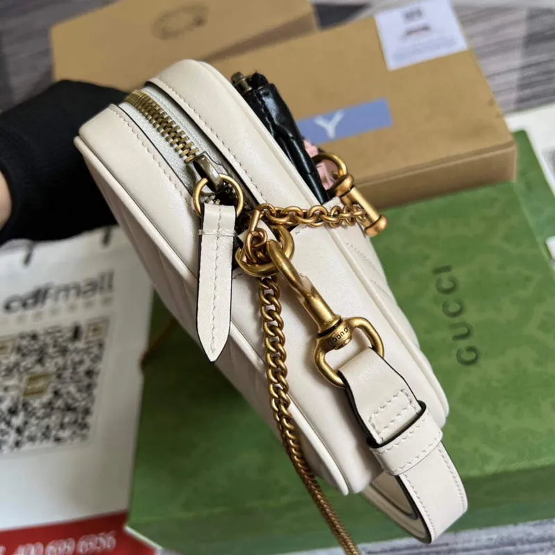 Gucci 699758 Double G víceúčelová mini taška Bílá