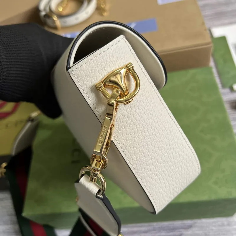 Adidas x Gucci 658574 Horsebit 1955 mini taška bílá a černá kůže