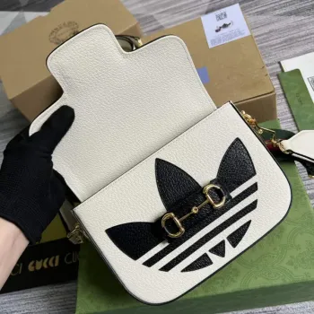 Adidas x Gucci 658574 Horsebit 1955 mini taška bílá a černá kůže