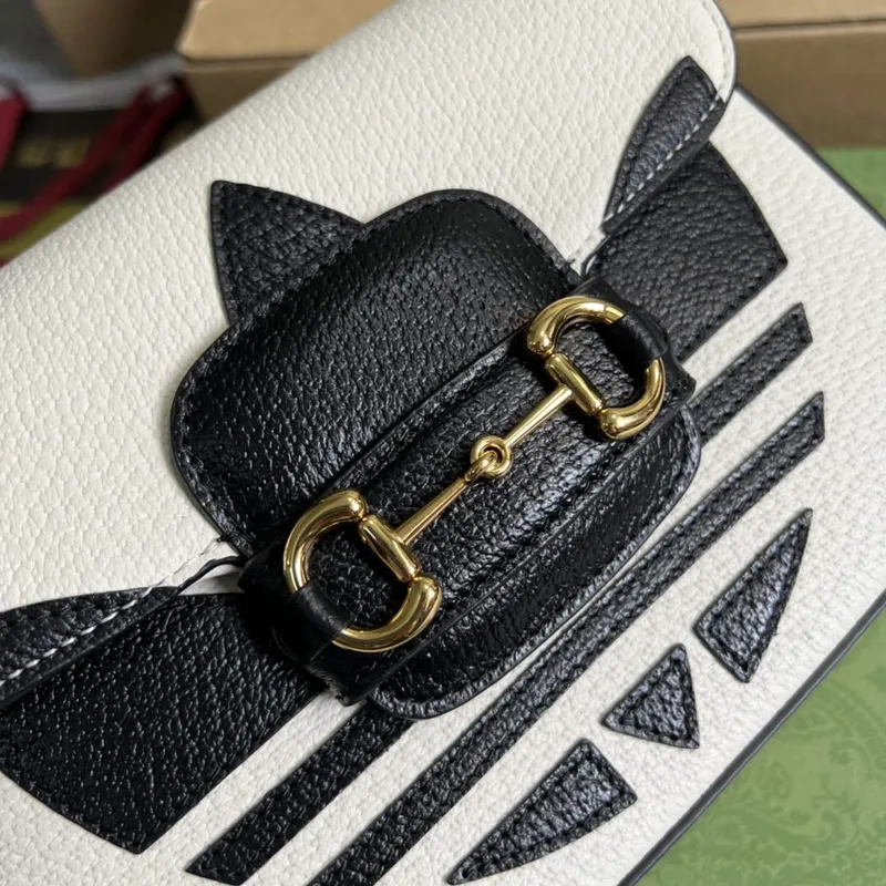 Adidas x Gucci 658574 Horsebit 1955 mini taška bílá a černá kůže