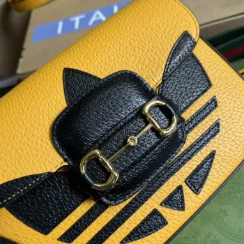 Adidas x Gucci 658574 Horsebit 1955 mini taška Žlutá a černá kůže