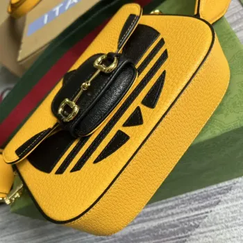 Adidas x Gucci 658574 Horsebit 1955 mini taška Žlutá a černá kůže