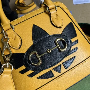 Adidas x Gucci 677212 Horsebit 1955 mini taška Žlutá a černá kůže