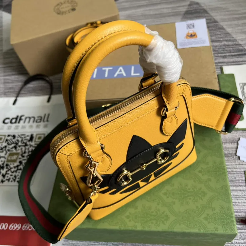Adidas x Gucci 677212 Horsebit 1955 mini taška Žlutá a černá kůže